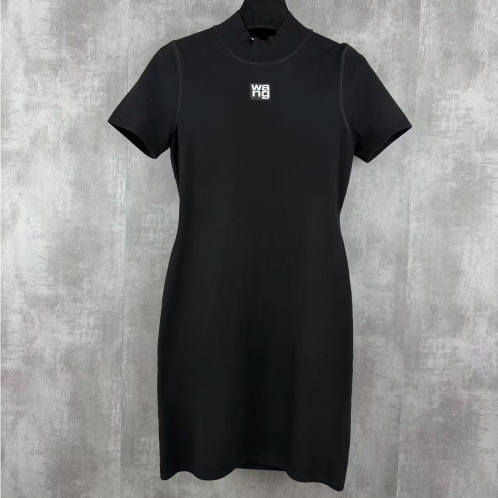 🚩steal authentic Alexander Wang Black Logo Mini Dress